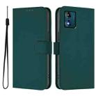 For Motorola Moto E13 Skin Feel Solid Color Leather Phone Case with Lanyard(Dark Green) - 2