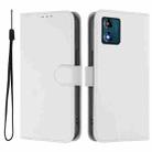 For Motorola Moto E13 Skin Feel Solid Color Leather Phone Case with Lanyard(White) - 2