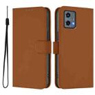 For Motorola Moto G 5G 2023 Skin Feel Solid Color Leather Phone Case with Lanyard(Brown) - 2