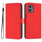 For Motorola Moto G 5G 2023 Skin Feel Solid Color Leather Phone Case with Lanyard(Red) - 2