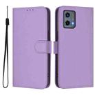 For Motorola Moto G 5G 2023 Skin Feel Solid Color Leather Phone Case with Lanyard(Lavender Purple) - 2