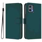 For Motorola Moto G 5G 2023 Skin Feel Solid Color Leather Phone Case with Lanyard(Dark Green) - 2