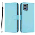 For Motorola Moto G 5G 2023 Skin Feel Solid Color Leather Phone Case with Lanyard(Sky Blue) - 2