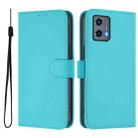 For Motorola Moto G 5G 2023 Skin Feel Solid Color Leather Phone Case with Lanyard(Lake Blue) - 2