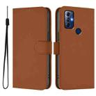 For Motorola G Pure / Moto G Play 2023 Skin Feel Solid Color Leather Phone Case with Lanyard(Brown) - 2