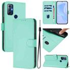 For Motorola G Pure / Moto G Play 2023 Skin Feel Solid Color Leather Phone Case with Lanyard(Mint Green) - 1