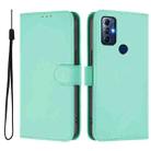 For Motorola G Pure / Moto G Play 2023 Skin Feel Solid Color Leather Phone Case with Lanyard(Mint Green) - 2