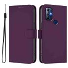 For Motorola G Pure / Moto G Play 2023 Skin Feel Solid Color Leather Phone Case with Lanyard(Violet) - 2