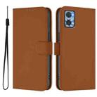 For Motorola Moto E22 4G / E22i 4G Skin Feel Solid Color Leather Phone Case with Lanyard(Brown) - 2