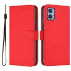 For Motorola Moto E22 4G / E22i 4G Skin Feel Solid Color Leather Phone Case with Lanyard(Red) - 2