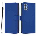 For Motorola Moto E22 4G / E22i 4G Skin Feel Solid Color Leather Phone Case with Lanyard(Dark Blue) - 2