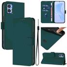 For Motorola Moto E22 4G / E22i 4G Skin Feel Solid Color Leather Phone Case with Lanyard(Dark Green) - 1