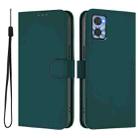 For Motorola Moto E22 4G / E22i 4G Skin Feel Solid Color Leather Phone Case with Lanyard(Dark Green) - 2