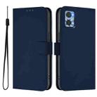 For Motorola Moto E22 4G / E22i 4G Skin Feel Solid Color Leather Phone Case with Lanyard(Navy Blue) - 2
