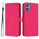 For Motorola Moto E22 4G / E22i 4G Skin Feel Solid Color Leather Phone Case with Lanyard(Rose Red) - 2
