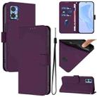 For Motorola Moto E22 4G / E22i 4G Skin Feel Solid Color Leather Phone Case with Lanyard(Violet) - 1