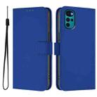 For Motorola Moto G22 4G / E32s Skin Feel Solid Color Leather Phone Case with Lanyard(Dark Blue) - 2