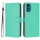 For Motorola Moto G22 4G / E32s Skin Feel Solid Color Leather Phone Case with Lanyard(Green) - 2