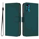 For Motorola Moto G22 4G / E32s Skin Feel Solid Color Leather Phone Case with Lanyard(Dark Green) - 2