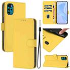 For Motorola Moto G22 4G / E32s Skin Feel Solid Color Leather Phone Case with Lanyard(Lemon Yellow) - 1