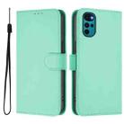 For Motorola Moto G22 4G / E32s Skin Feel Solid Color Leather Phone Case with Lanyard(Mint Green) - 2