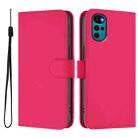 For Motorola Moto G22 4G / E32s Skin Feel Solid Color Leather Phone Case with Lanyard(Rose Red) - 2