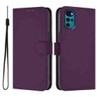 For Motorola Moto G22 4G / E32s Skin Feel Solid Color Leather Phone Case with Lanyard(Violet) - 2