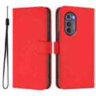 For Motorola Edge 2022 Skin Feel Solid Color Leather Phone Case with Lanyard(Red) - 2