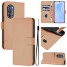 For Motorola Edge 2022 Skin Feel Solid Color Leather Phone Case with Lanyard(Nude) - 1