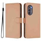 For Motorola Edge 2022 Skin Feel Solid Color Leather Phone Case with Lanyard(Nude) - 2