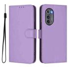 For Motorola Edge 2022 Skin Feel Solid Color Leather Phone Case with Lanyard(Lavender Purple) - 2