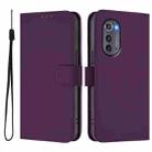 For Motorola Edge 2022 Skin Feel Solid Color Leather Phone Case with Lanyard(Violet) - 2