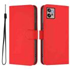 For Motorola Moto G32 Skin Feel Solid Color Leather Phone Case with Lanyard(Red) - 2