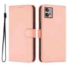 For Motorola Moto G32 Skin Feel Solid Color Leather Phone Case with Lanyard(Pink) - 2