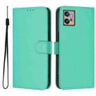 For Motorola Moto G32 Skin Feel Solid Color Leather Phone Case with Lanyard(Green) - 2