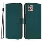 For Motorola Moto G32 Skin Feel Solid Color Leather Phone Case with Lanyard(Dark Green) - 2