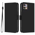 For Motorola Moto G32 Skin Feel Solid Color Leather Phone Case with Lanyard(Black) - 2