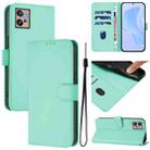 For Motorola Moto G32 Skin Feel Solid Color Leather Phone Case with Lanyard(Mint Green) - 1