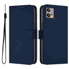 For Motorola Moto G32 Skin Feel Solid Color Leather Phone Case with Lanyard(Navy Blue) - 2