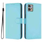 For Motorola Moto G32 Skin Feel Solid Color Leather Phone Case with Lanyard(Sky Blue) - 2