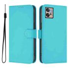 For Motorola Moto G32 Skin Feel Solid Color Leather Phone Case with Lanyard(Lake Blue) - 2