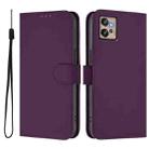 For Motorola Moto G32 Skin Feel Solid Color Leather Phone Case with Lanyard(Violet) - 2