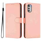 For Motorola Moto E32 4G Global Skin Feel Solid Color Leather Phone Case with Lanyard(Pink) - 2