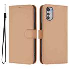 For Motorola Moto E32 4G Global Skin Feel Solid Color Leather Phone Case with Lanyard(Nude) - 2