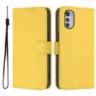 For Motorola Moto E32 4G Global Skin Feel Solid Color Leather Phone Case with Lanyard(Lemon Yellow) - 2