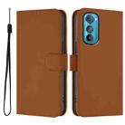 For Motorola Edge 30 Skin Feel Solid Color Leather Phone Case with Lanyard(Brown) - 2