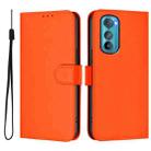 For Motorola Edge 30 Skin Feel Solid Color Leather Phone Case with Lanyard(Orange) - 2