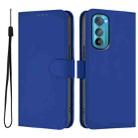 For Motorola Edge 30 Skin Feel Solid Color Leather Phone Case with Lanyard(Dark Blue) - 2