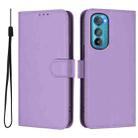 For Motorola Edge 30 Skin Feel Solid Color Leather Phone Case with Lanyard(Lavender Purple) - 2