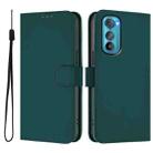 For Motorola Edge 30 Skin Feel Solid Color Leather Phone Case with Lanyard(Dark Green) - 2